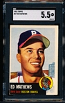 1953 Topps Baseball- #37 Ed Mathews, Braves- SGC 5.5 (Ex+)