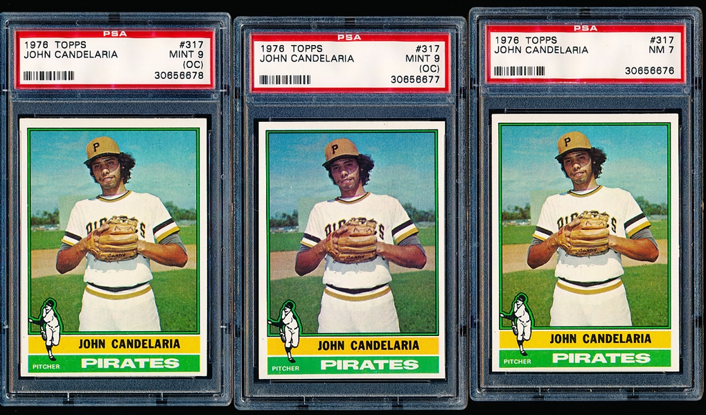 1976 Topps Bsbl. #317 John Candelaria RC, Pirates- 3 PSA Graded Cards