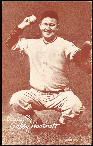 1939-46 Salutation Baseball Exhibit- Gabby Hartnett, Cordially- Tough Card!