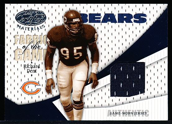 2004 Leaf Certified Materials Ftbl.- “Fabric of the Game”- #FG-82 Richard Dent, Bears- #004/100