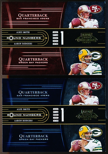 2005 Playoff Contenders Ftbl.- “Round Numbers”- #RN11 Alex Smith/ Aaron Rodgers/ Cedric Benson/ Mark Clayton- 2 Diff.