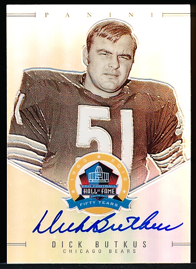 2013 Panini Spectra? Ftbl.- “Hall of Fame 50th Anniversary Autograph”- #DB Dick Butkus, Bears- #47/50
