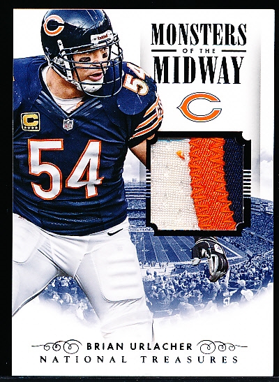 2014 Panini National Treasures Ftbl.- “Monsters of the Midway Patch”- #MM-BU Brian Urlacher, Bears- #1/5 Made! 