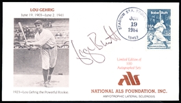 Autographed June 19, 1984 National ALS Foundation Lou Gehrig Bsbl. Cachet by George Brett