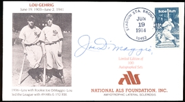 Autographed June 19, 1984 National ALS Foundation Lou Gehrig Bsbl. Cachet by Joe DiMaggio