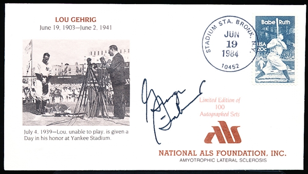 Autographed June 19, 1984 National ALS Foundation Lou Gehrig Bsbl. Cachet by George Steinbrenner