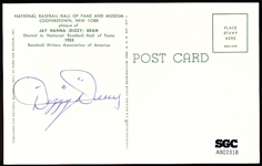 Autographed Baseball Hall of Fame Yellow Postcard- Dizzy Dean- SGC Authenticated