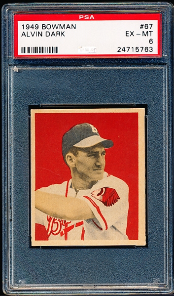1949 Bowman Bb- #67 Alvin Dark, Boston Braves- PSA Ex-Mt 6 