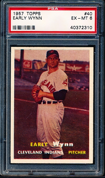 1957 Topps Baseball- #40 Early Wynn, Cleveland- PSA Ex-Mt 6 