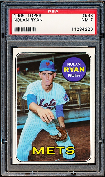 1969 Topps Baseball- #533 Nolan Ryan, Mets- PSA NM 7