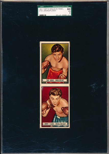 1951 Topps Ringside Boxing- 2 Card Panel- #21 Tony Janiro/ #4 Jimmy Flood- SGC 60 (Ex 5)