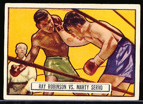1951 Topps Ringside Boxing- #34 Ray Robinson vs. Marty Servo
