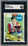 1969 Topps Baseball- #95 Johnny Bench, Reds- Nice Thin Blue Sharpie Signature on Front- SGC Certified Autograph