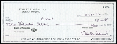 Stan Musial “Double Signed” Personal Check
