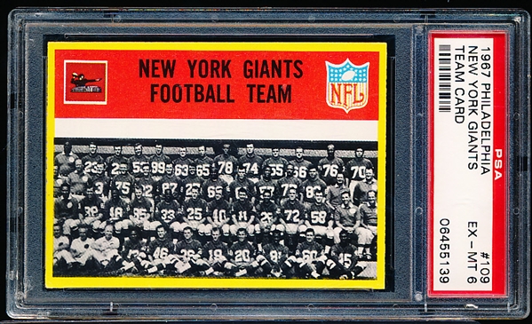 1967 Philly Fb-#109 Giants Team Card- PSA Ex-Mt 6
