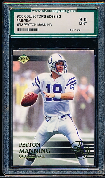2000 Collectors Edge Fb- Preview- #PM Peyton Manning- Advanced Grading 9.0 Mint
