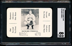 1936 S&S Game Card- Richard Ferrell, Boston Red Sox- SGC 8 (Nm-Mt)