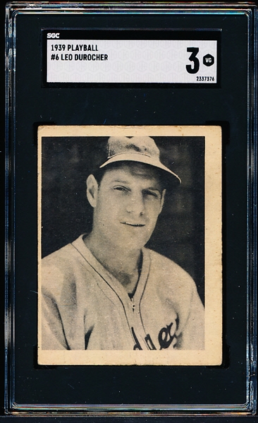 1939 Playball Baseball- #6 Leo Durocher, Brooklyn Dodgers- SGC 3 (Vg)- Name in upper and lower case