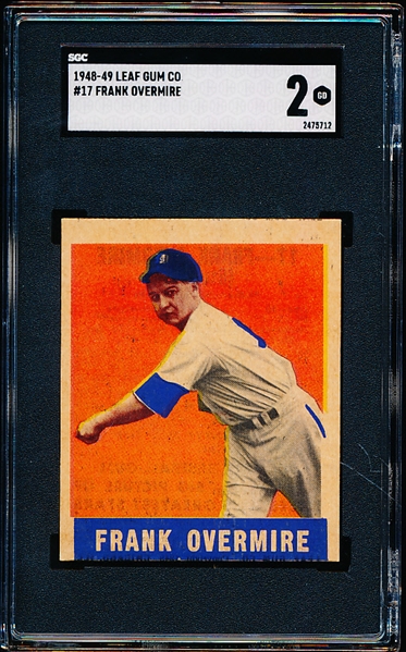1948-49 Leaf Baseball- #17 Frank Overmire, Detroit Tigers SP! – SGC 2 (Good)