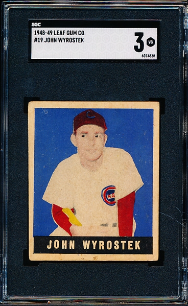 1948-49 Leaf Baseball- #19 John Wyrostek, Cinc Reds- SP!- SGC 3 (Vg)