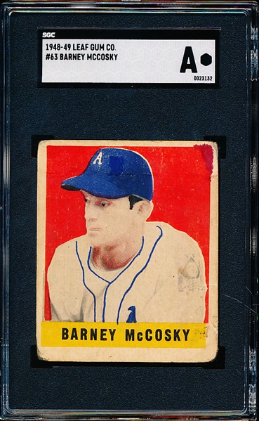 1948-49 Leaf Baseball- #63 Barney McCosky, Phila A’s- SP!- SGC A (Auth)