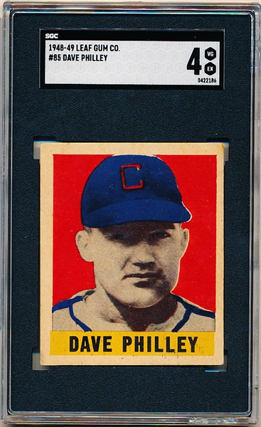 1948-49 Leaf Baseball- #85 Dave Philley, White Sox- SGC 4 (Vg-Ex)- SP