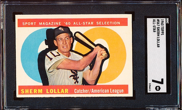 1960 Topps Baseball- #567 Sherm Lollar All Star- SGC 7 (NM)