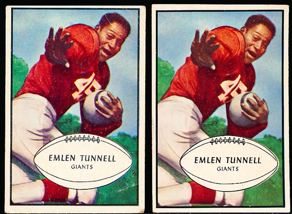 1953 Bowman Football- #53 Em Tunnel, Giants- 2 Cards
