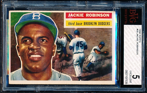 1956 Topps Baseball #30 Jackie Robinson- BVG (Beckett Vintage Graded) Excellent 5