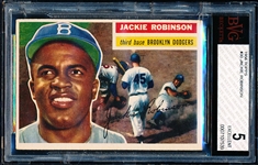 1956 Topps Baseball #30 Jackie Robinson- BVG (Beckett Vintage Graded) Excellent 5