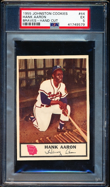 1955 Johnston Cookies- #44 Hank Aaron, Braves- PSA Ex 5 