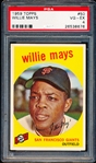 1959 Topps Baseball- #50 Willie Mays, Giants- PSA Vg-Ex 4