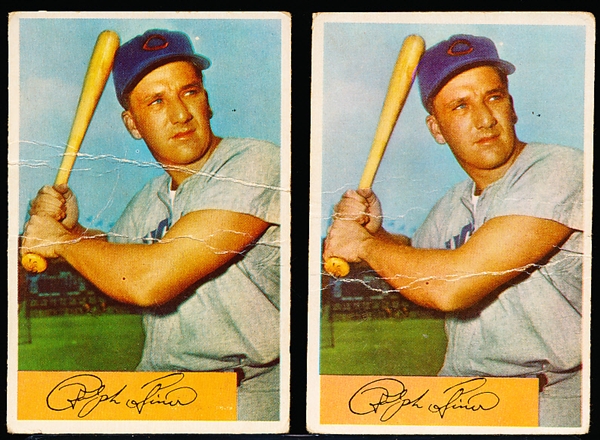 1954 Bowman Baseball- #45 Ralph Kiner, Cubs- 2 Cards