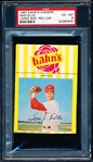 1967 Kahn’s Wieners Bb- Sam Ellis, Reds- (Large Size- Red Cap)- PSA Ex-MT 6