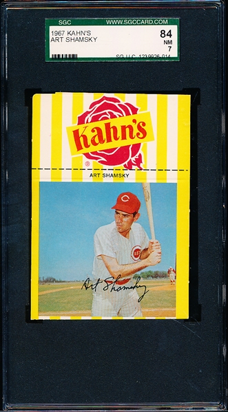 1967 Kahn’s Wieners Bb- Art Shamsky, Reds- SGC NM 7 
