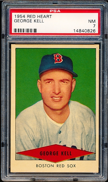 1954 Red Heart Baseball- George Kell, Boston Red Sox- PSA NM 7