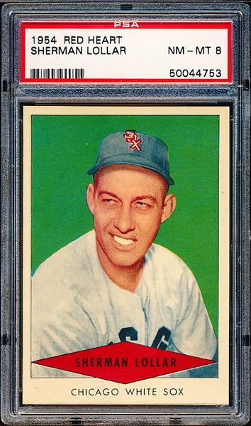 1954 Red Heart Baseball- Sherman Lollar, White Sox- PSA NM-Mt 8