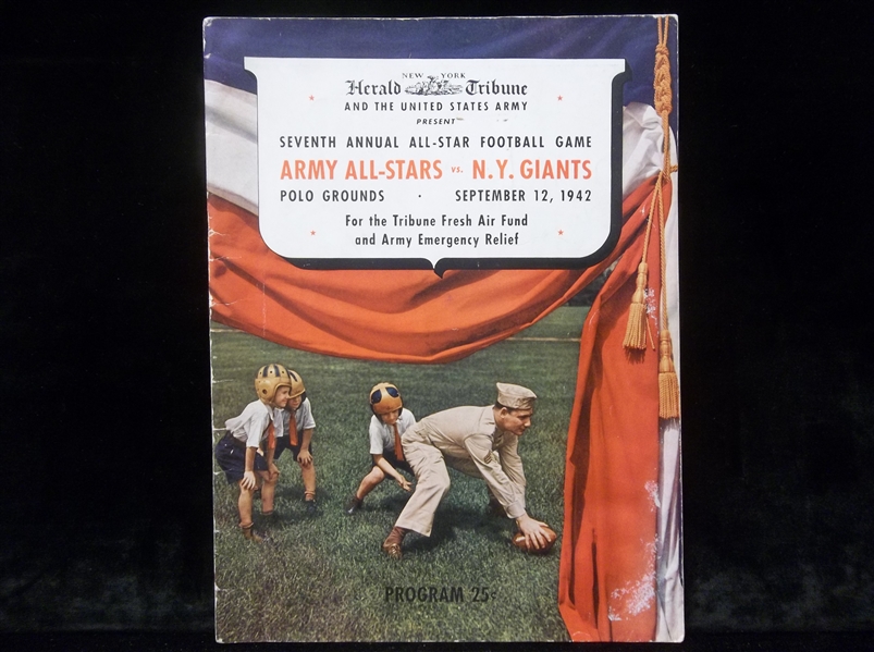 Sept 12 1942 All Star Football Program- Army All Stars vs. N.Y. Giants- at the Polo Grounds