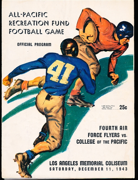 Dec. 11, 1943 College Football Program- Fourth Air Force Flyers vs. College of the Pacific