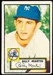 1952 Topps Baseball- #175 Billy Martin, Yankees- Rookie Card! 