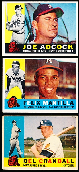 1960 Topps Bb- 6 Diff Milw Braves