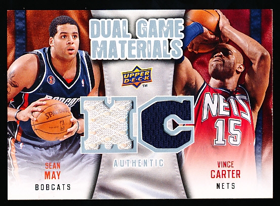 2009-10 Upper Deck Bskt.- “Dual Game Materials”- #DG-CM Sean May (Bobcats)/ Vince Carter (Nets)