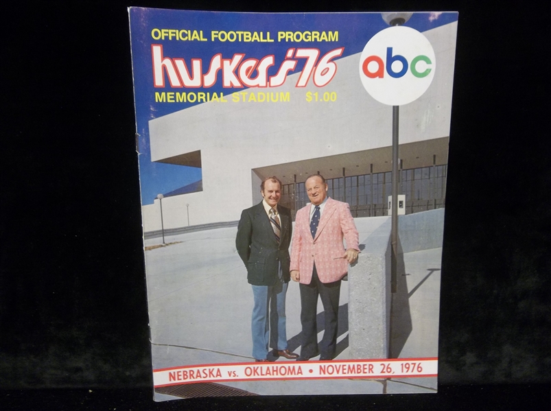 Nov. 26, 1976 Nebraska vs. Oklahoma (Memorial Stadium) Football Program