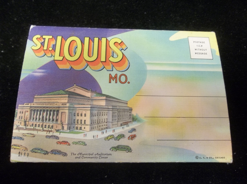 Paul Monroe Co. Postcard Fold-Out Picture Pack “D-4416 Greetings from St. Louis, Mo.” Linen Jacket