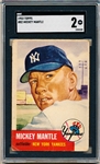 1953 Topps Baseball- #82 Mickey Mantle, Yankees- SGC 2 (Good)