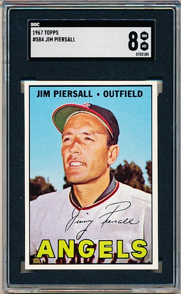 1967 Topps Baseball- #584 Jim Piersall, Angels- SGC 8 (NM-Mt-Mt)