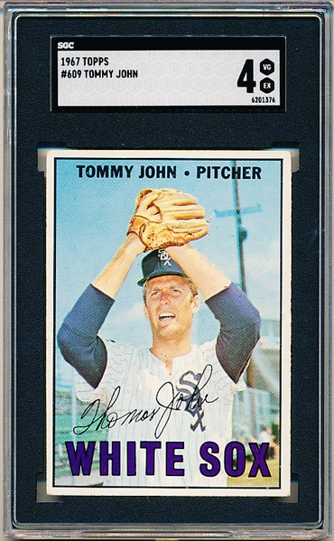 1967 Topps Baseball- #609 Tommy John, White Sox- SGC 4 (Vg-Ex)- Hi#