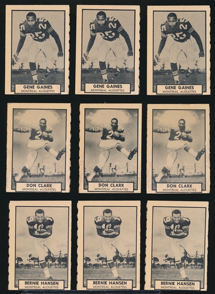 1962 Topps CFL Football- 53 Asst- “Singles”- All Montreal Alouettes