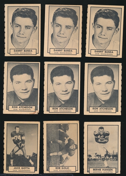 1962 Topps CFL Football- 20 Asst- “Singles”- All Sask. Roughriders