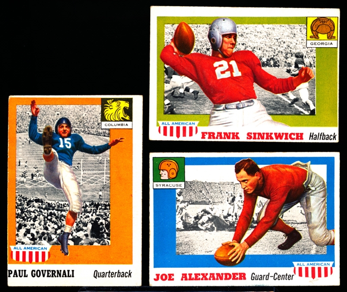 1955 Topps Fb All American- 3 Diff
